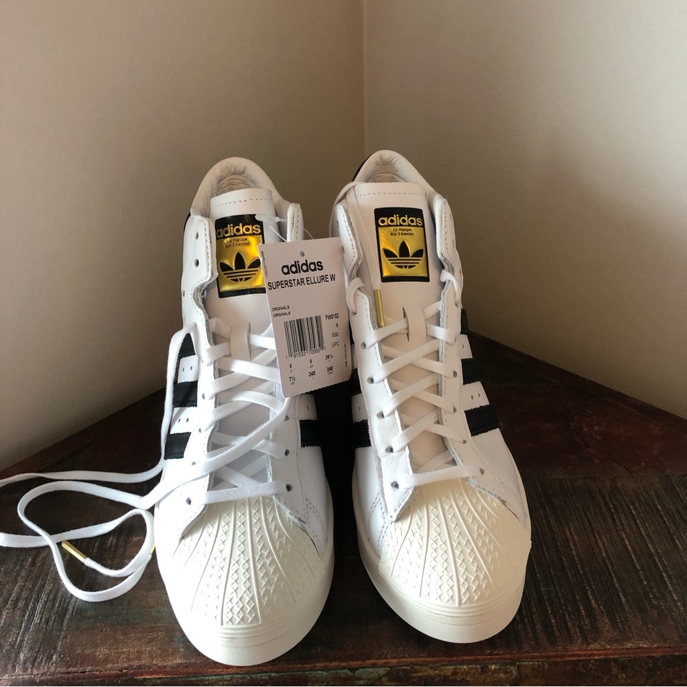 Adidas Superstar Ellure Wedge Shoes Sz 7.5 Women NWT